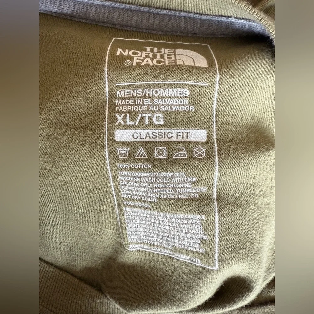The North Face Mens Olive Green Long Sleeve Classic Fit TShirt SZ XL 100% Cotton